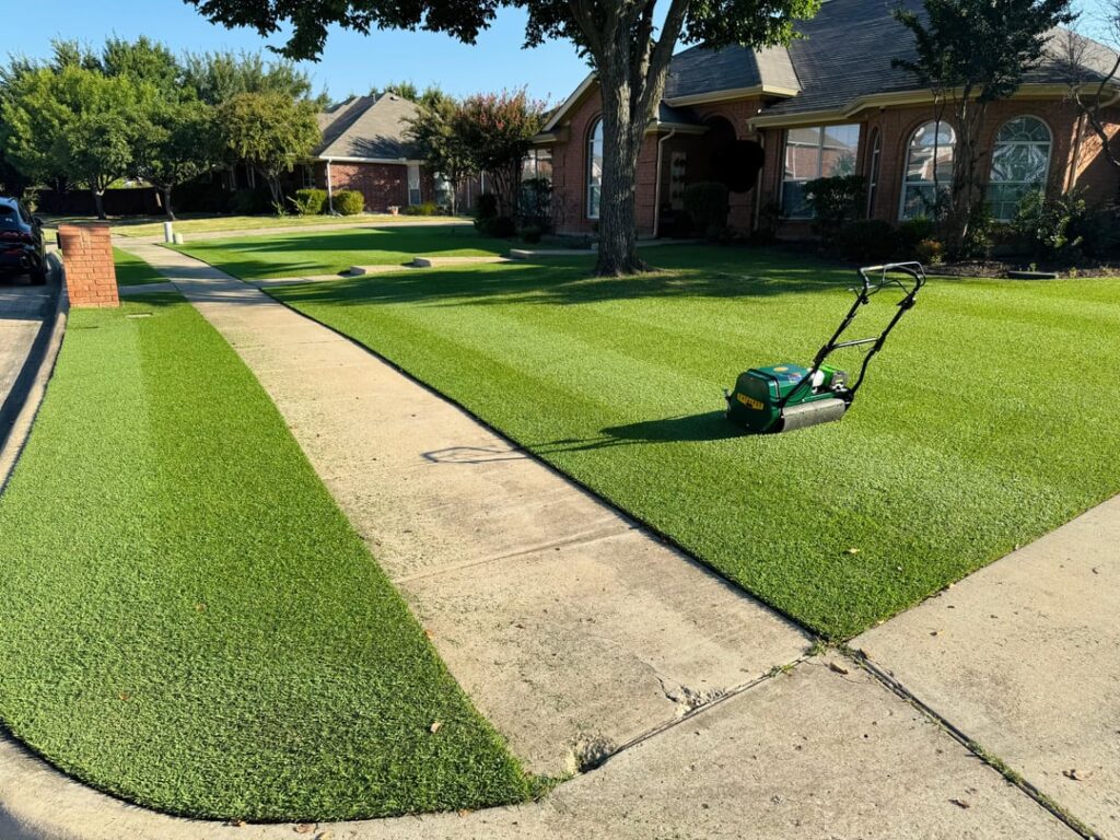 Fresh morning cut on Palisades Zoysia at just under 1” using my  electric conversion Catalyst20.