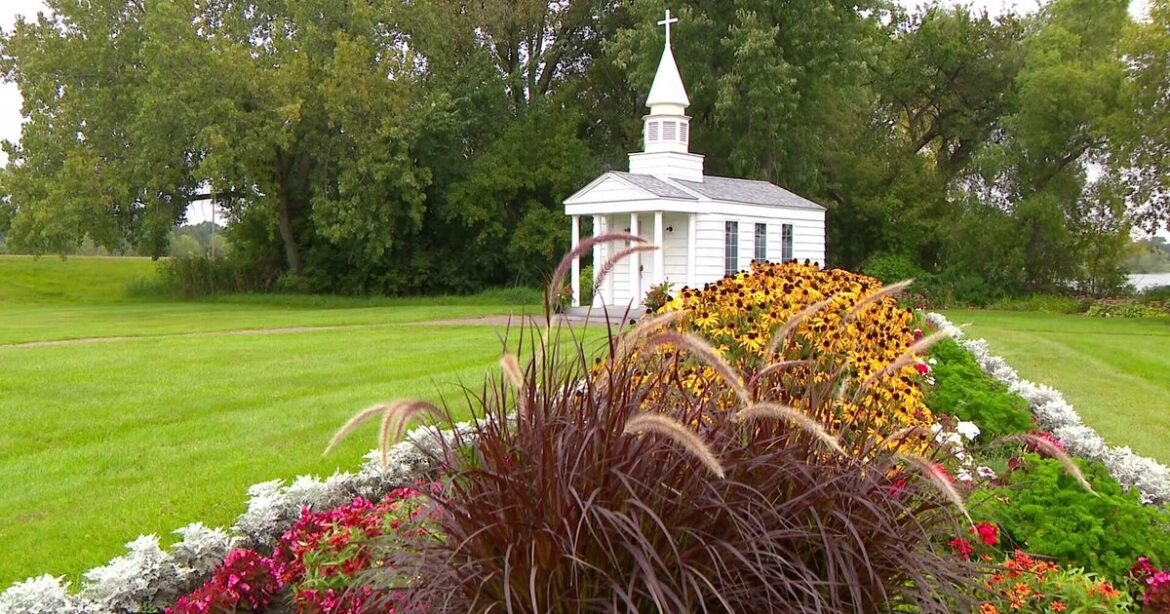 A chapel and garden are intertwined in the town of Long Beach, Minnesota