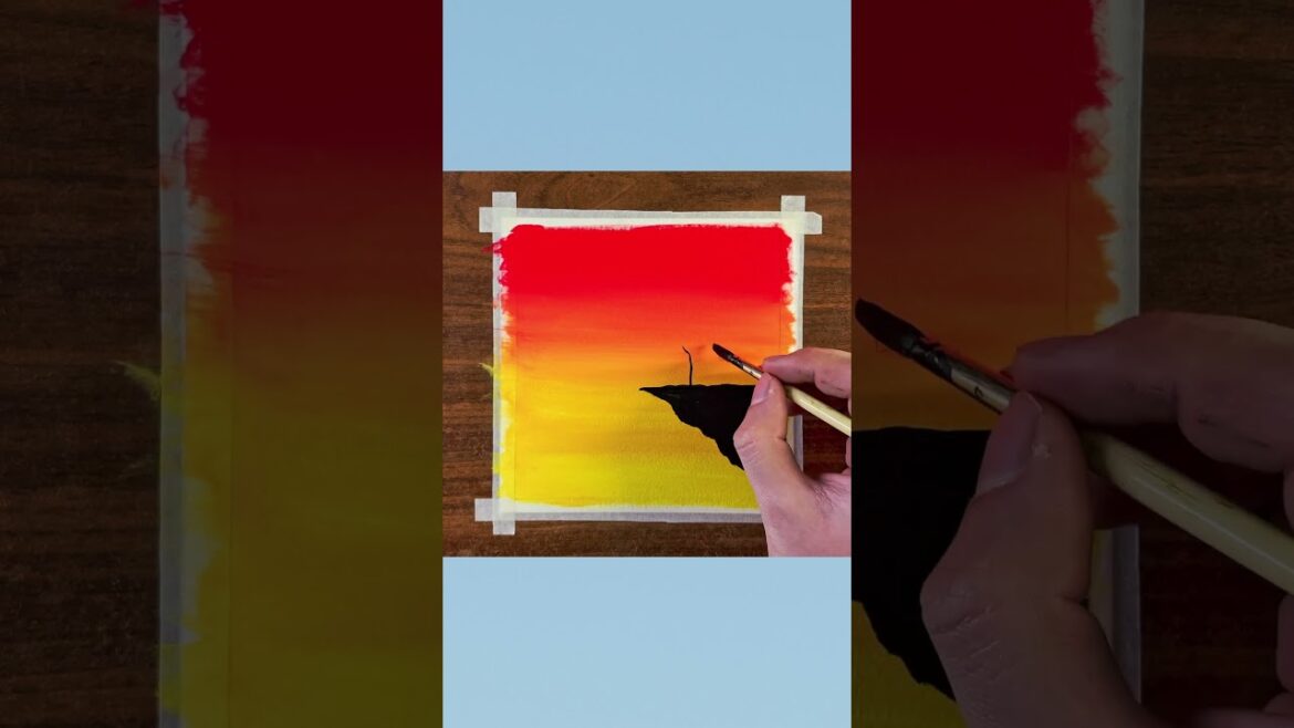 Easy sunset painting - Watercolor painting