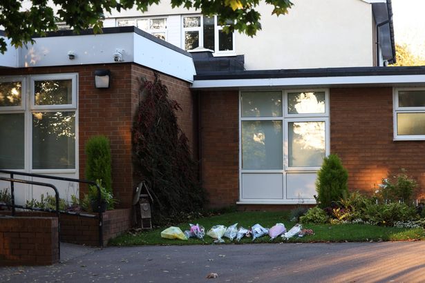 Tributes outside Parbold Douglas Church of England Academy, on Lancaster Lane, Parbold