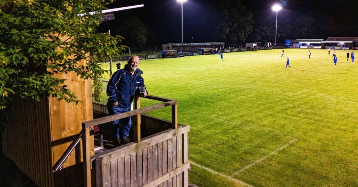 Football fan builds a stand in his own back garden to watch local team Ipso logo