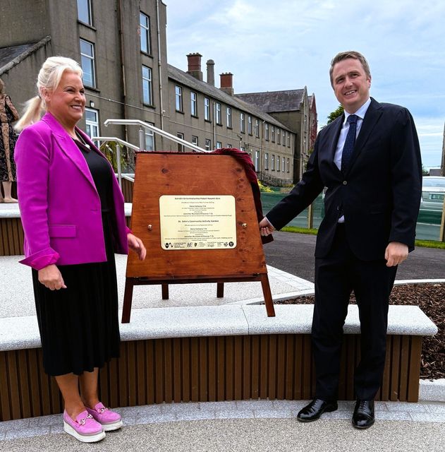 Minister Jennifer Murnane O'Connor and Housing Minister James Browne at the official opening of St John's Community activity garden at St John's Community Hospital.