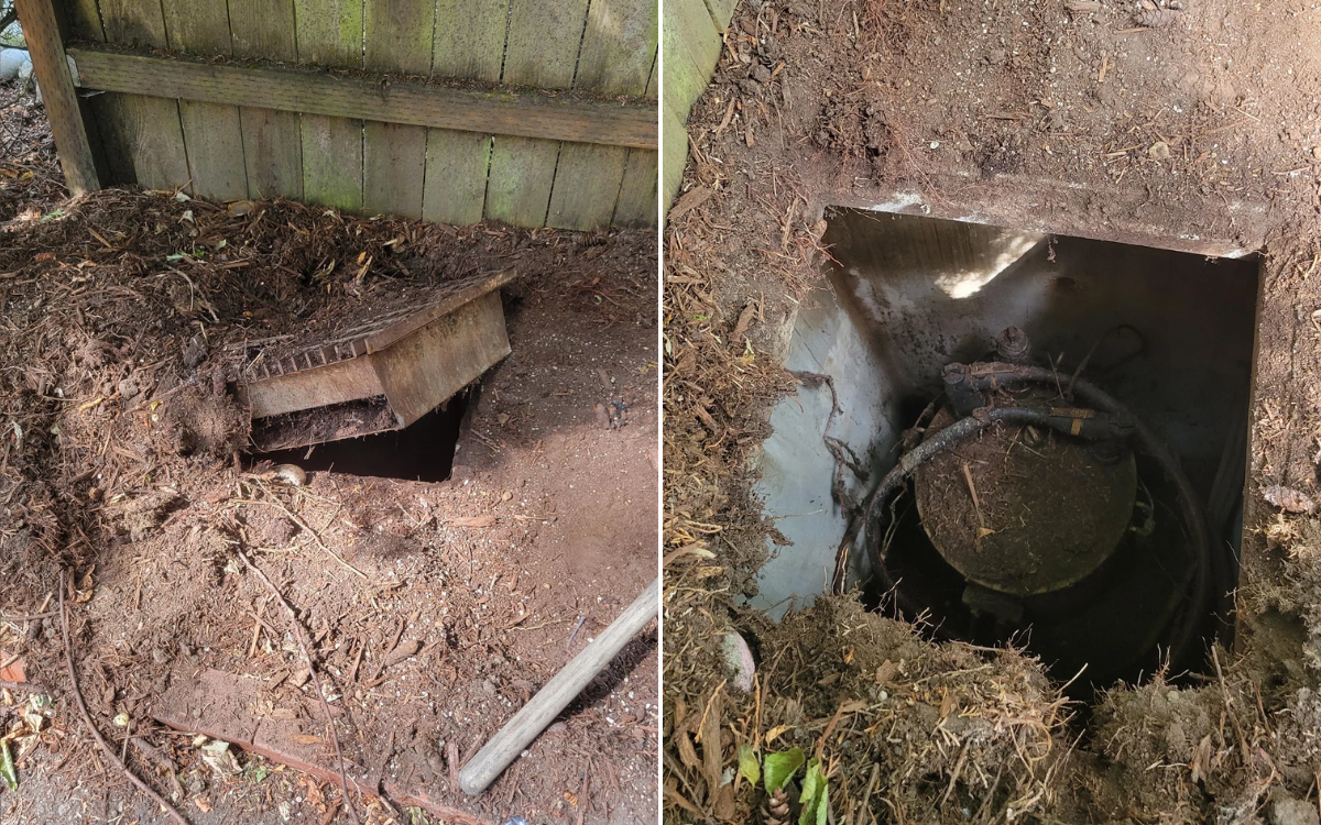 The strange "vault" in the garden.