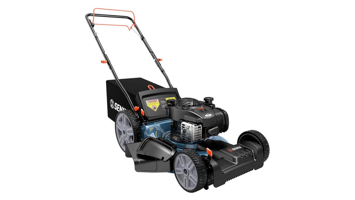 This gas-powered mower is ideal for medium and large yards. 