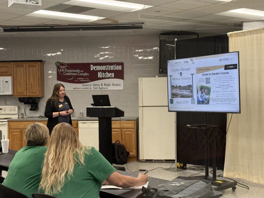 Karen Mitchell presenting on the Grass to Garden program.