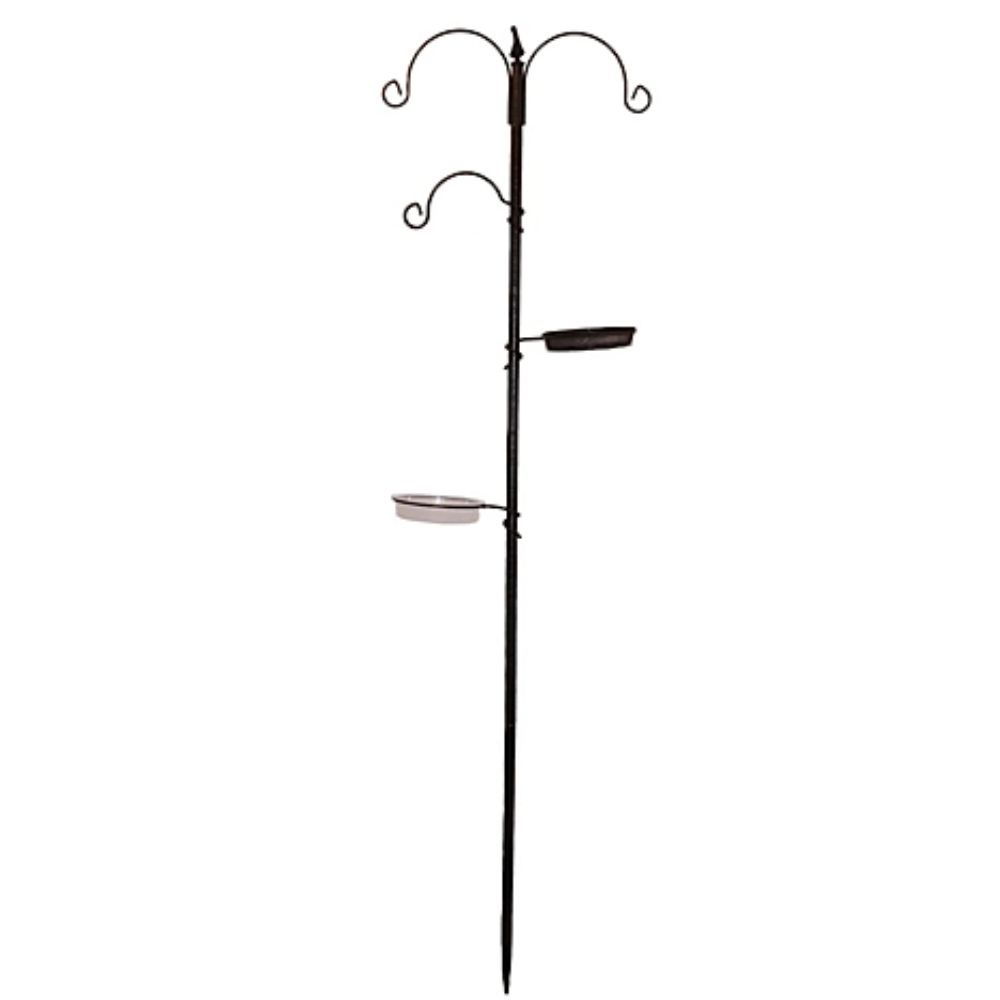 B&amp;Q tall bird feeder with three hooks and two water bowls 