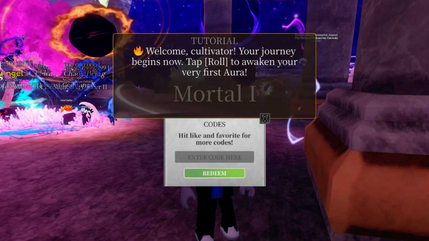 A Cultivation Game the codes tab