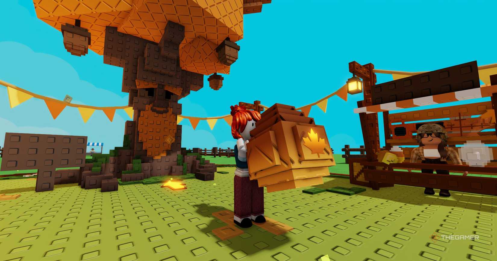 A player holding a fall egg in Roblox Grow a Garden.