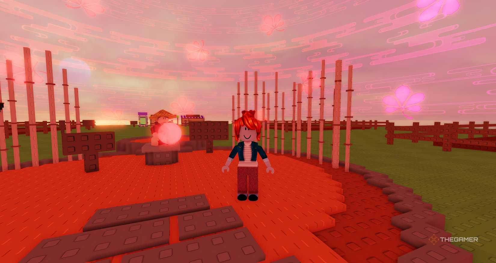 A player in the Corrupt Zen Aura event in Grow a Garden.