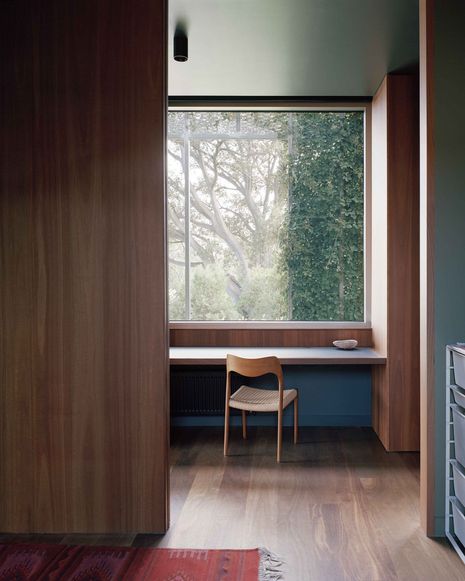 Large sliding doors connect the study spaces to sleeping areas.