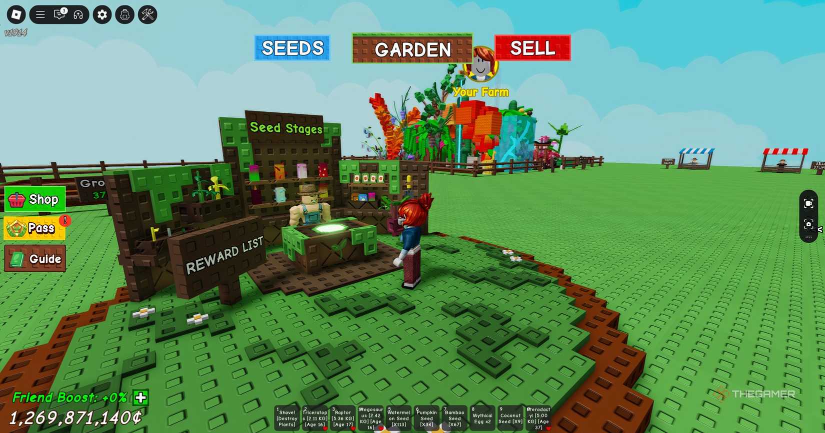 Giving an Evo plant to the NPC in Roblox Grow a Garden.