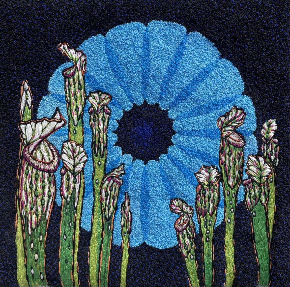 Pitcher plant embroidery