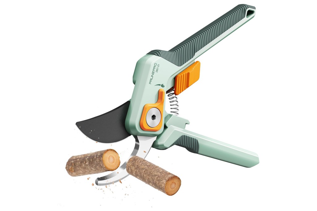 Teal and orange pruning shears