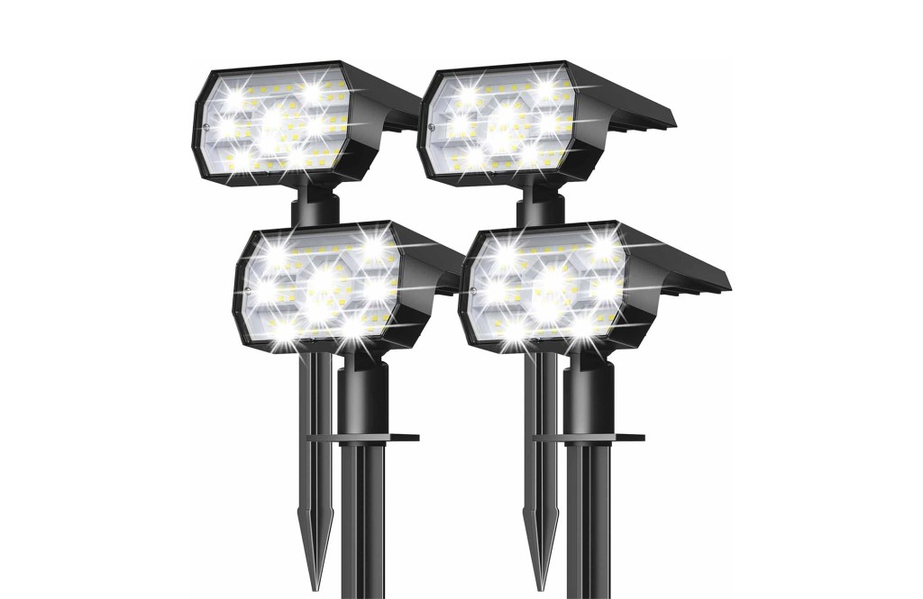 
NYMPHY Solar Lights Outdoor Waterproof IP68, 56 LED 3 Lighting Modes Solar Powered Garden Yard Spot Solar Lights for Outside Landscape- 4 Pack (Cool White)