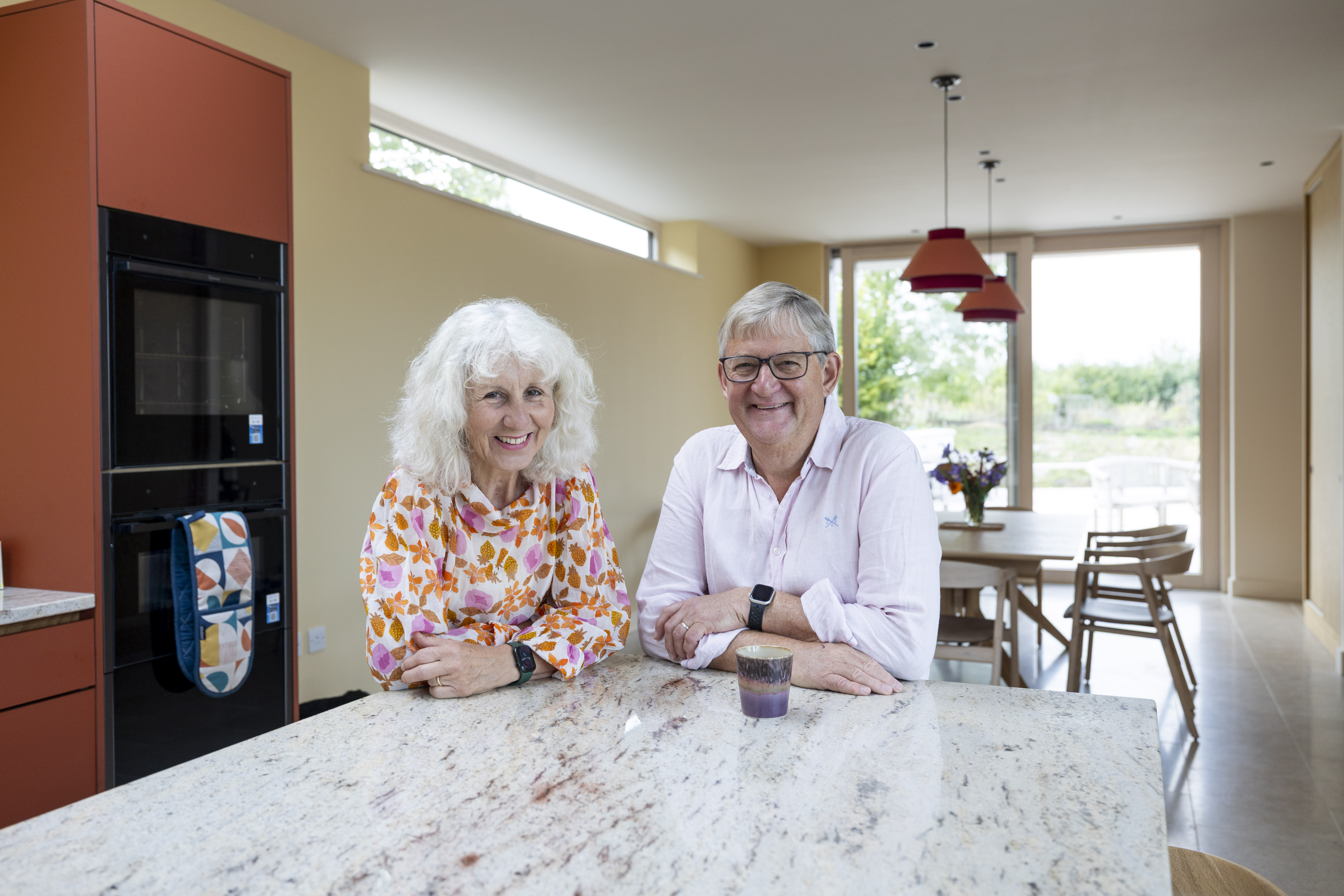 Rex and Carol Howling at home in their new modernist house.