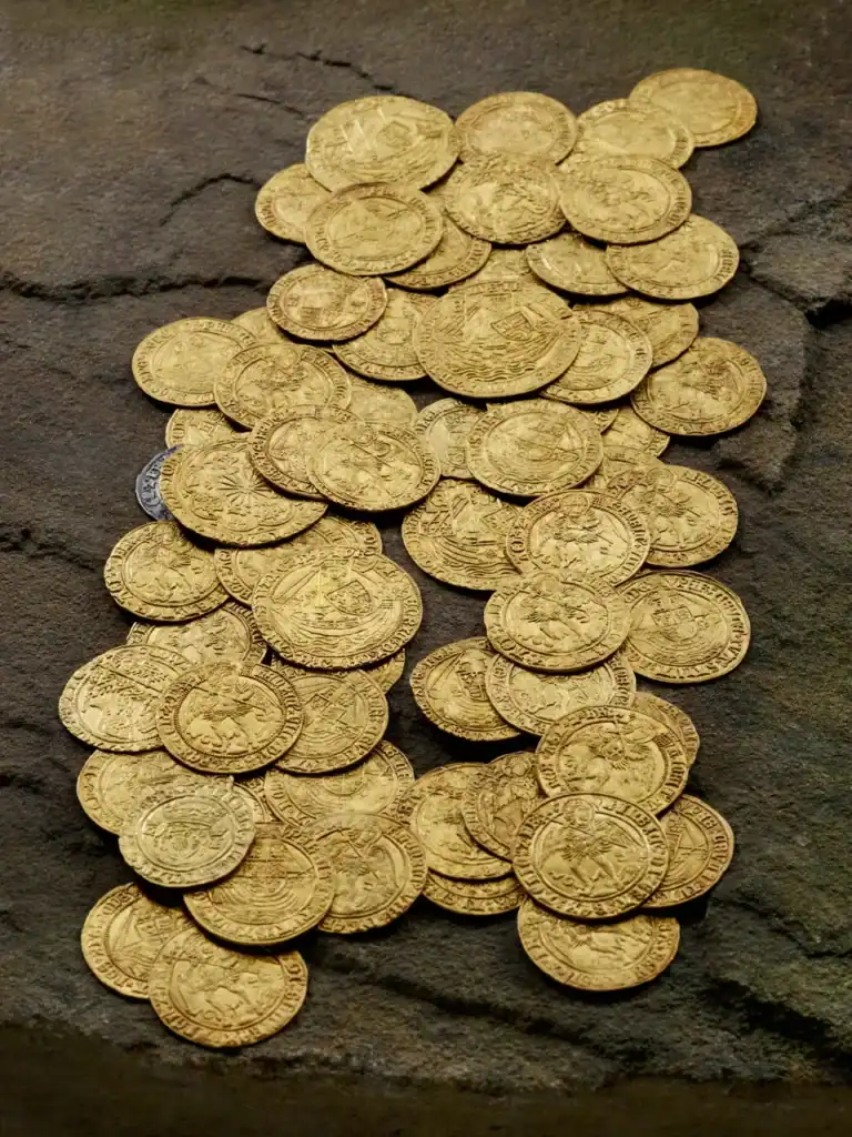 A couple made a stunning discovery of 70 gold Tudor coins while weeding their back garden (what a beautiful name)