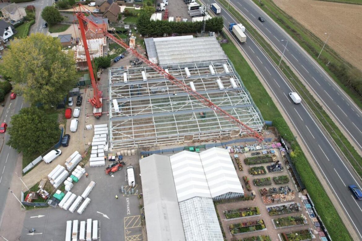 Photo shows progress of new build at village garden centre EADT