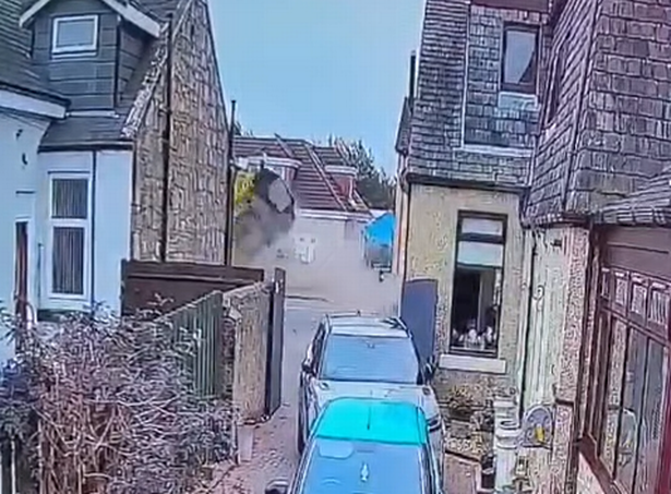 A cloud of dust could be seen before the car came crashing back down to the ground