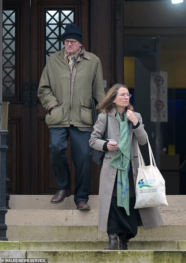 Mr Prest (pictured, left) and his wife (pictured, right) leaving court