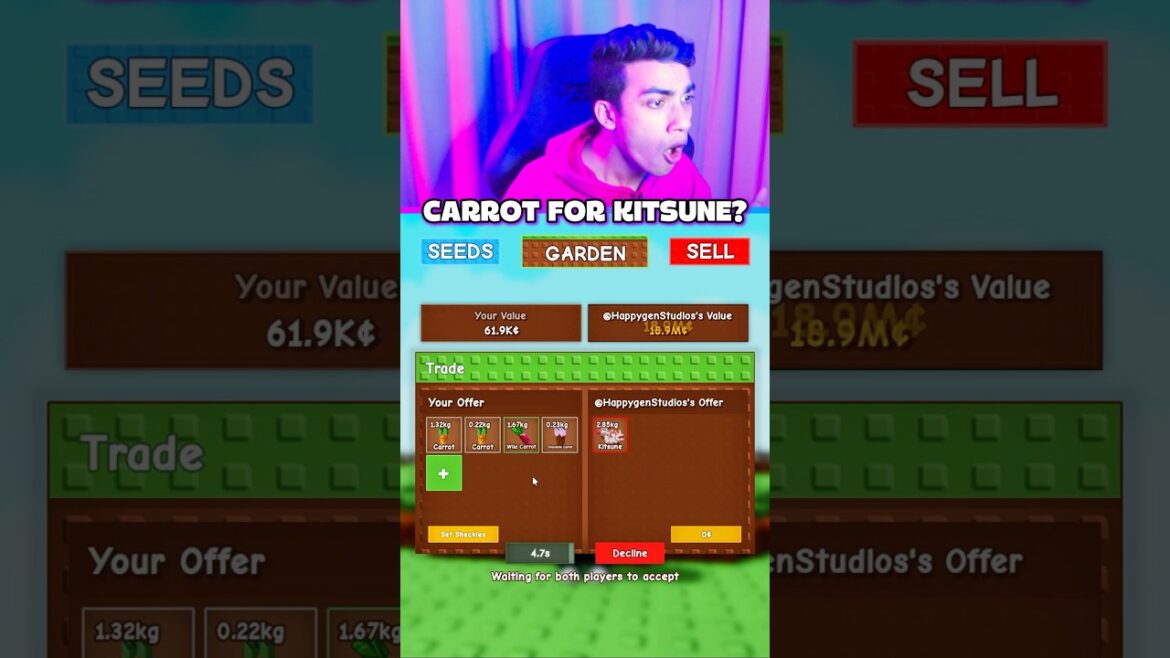 CARROT TO KITSUNE TRADE GROW A GARDEN 😱 CARROT TO KITSUNE TRADE GROW A GARDEN 😱