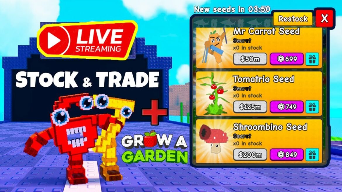 PLANTS VS BRAINROTS STOCK AND TRADE 24/7 🔴 LIVE + GROW A GARDEN!