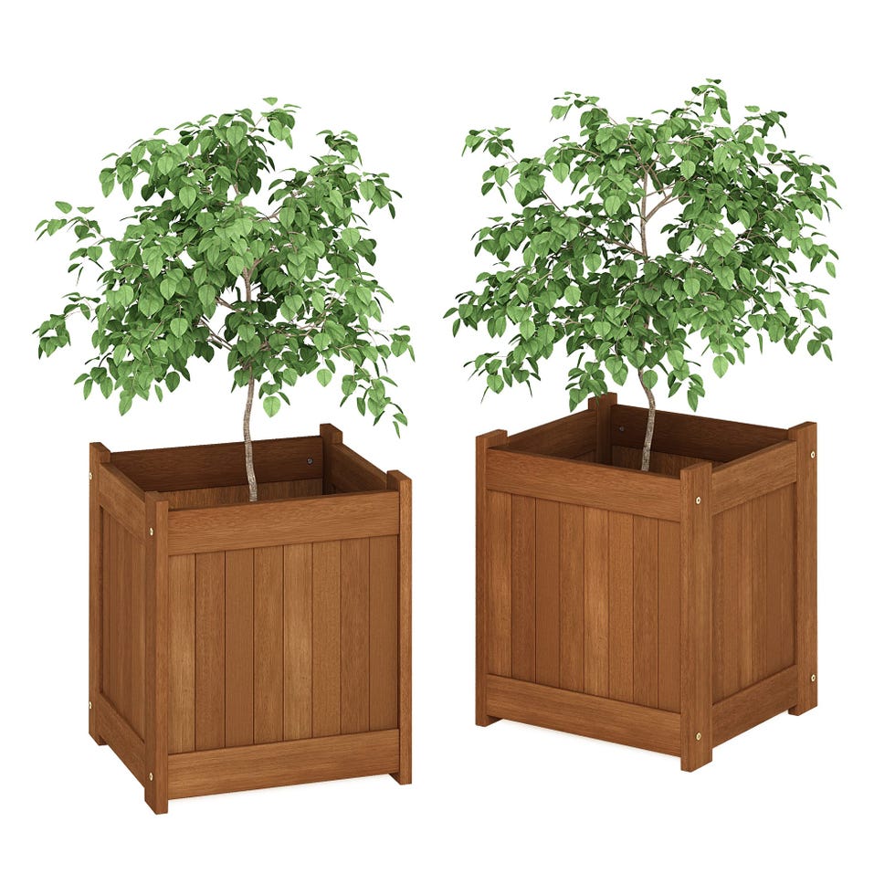 Tioman Hardwood Flower Box, Two-Pack