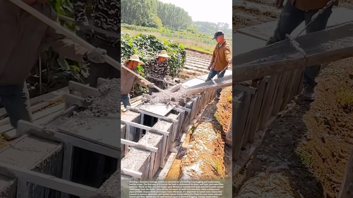 Farmland drainage system construction #gardeningtips #farmwork