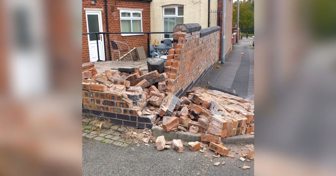 Blundering binman knocks down garden wall on Stoke-on-Trent estate Stoke-on-Trent Live