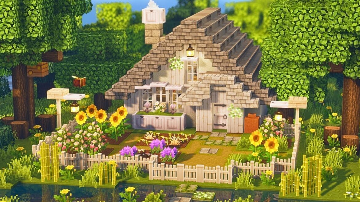 Minecraft 🌿 Garden Cottage Tutorial | Mizuno's 16 Craft Resource Pack