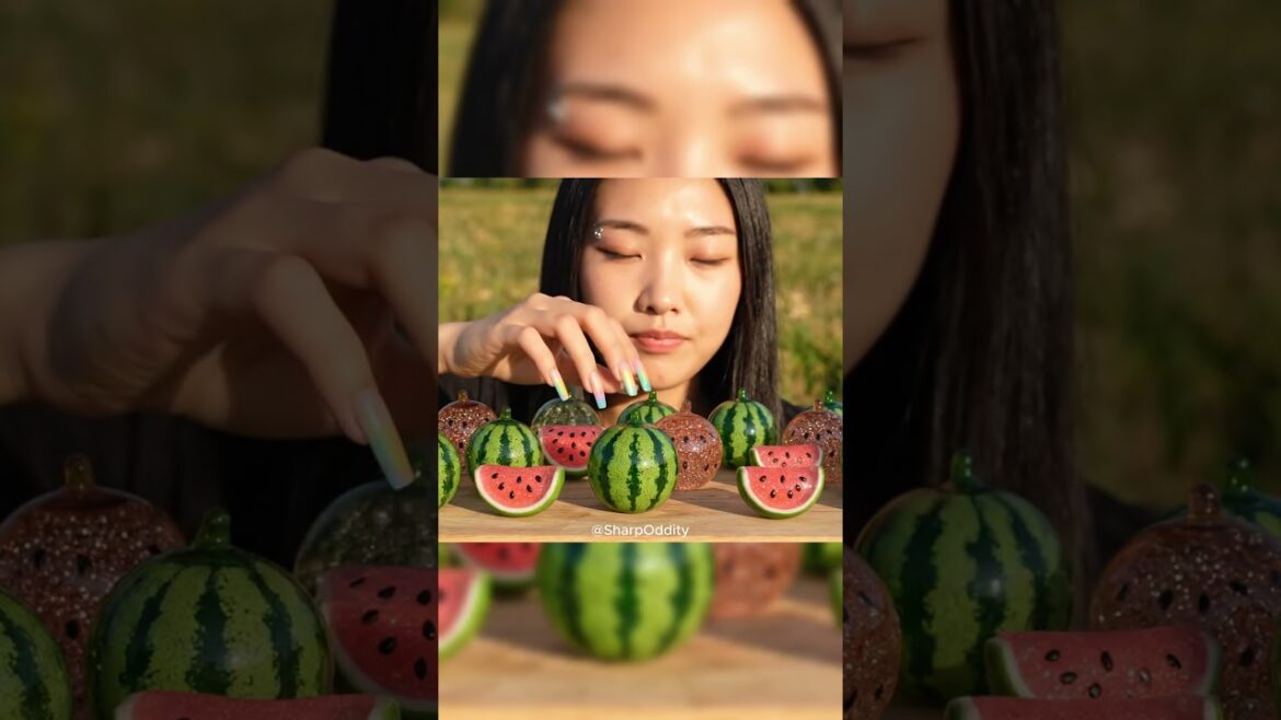 Satisfying Glass-Like Watermelon Bites 🍉✨ | ASMR  (AI-Generated)