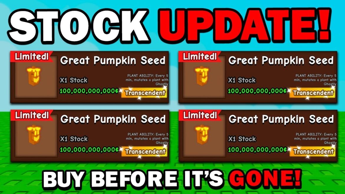 NEW GREAT PUMPKIN STOCK UPDATE!! in Grow a Garden ROBLOX NEW GREAT PUMPKIN STOCK UPDATE!! in Grow a Garden ROBLOX