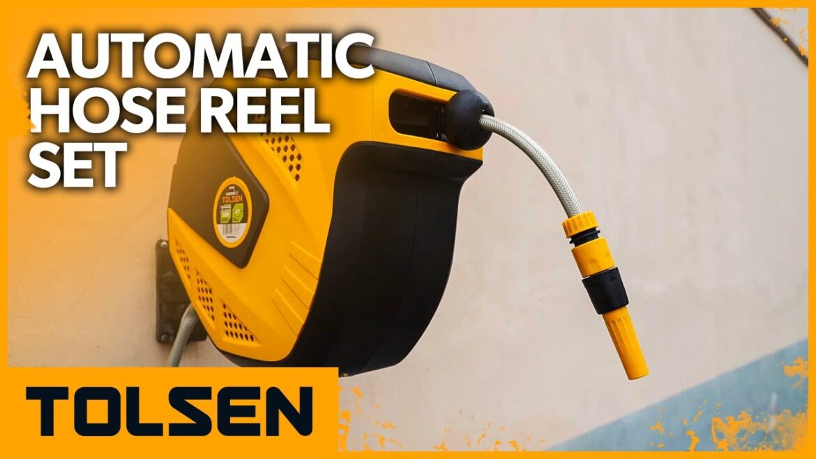 TOLSEN Retractable Garden Hose Reel with 180° Swivel Metal Bracket TOLSEN Retractable Garden Hose Reel with 180° Swivel Metal Bracket
