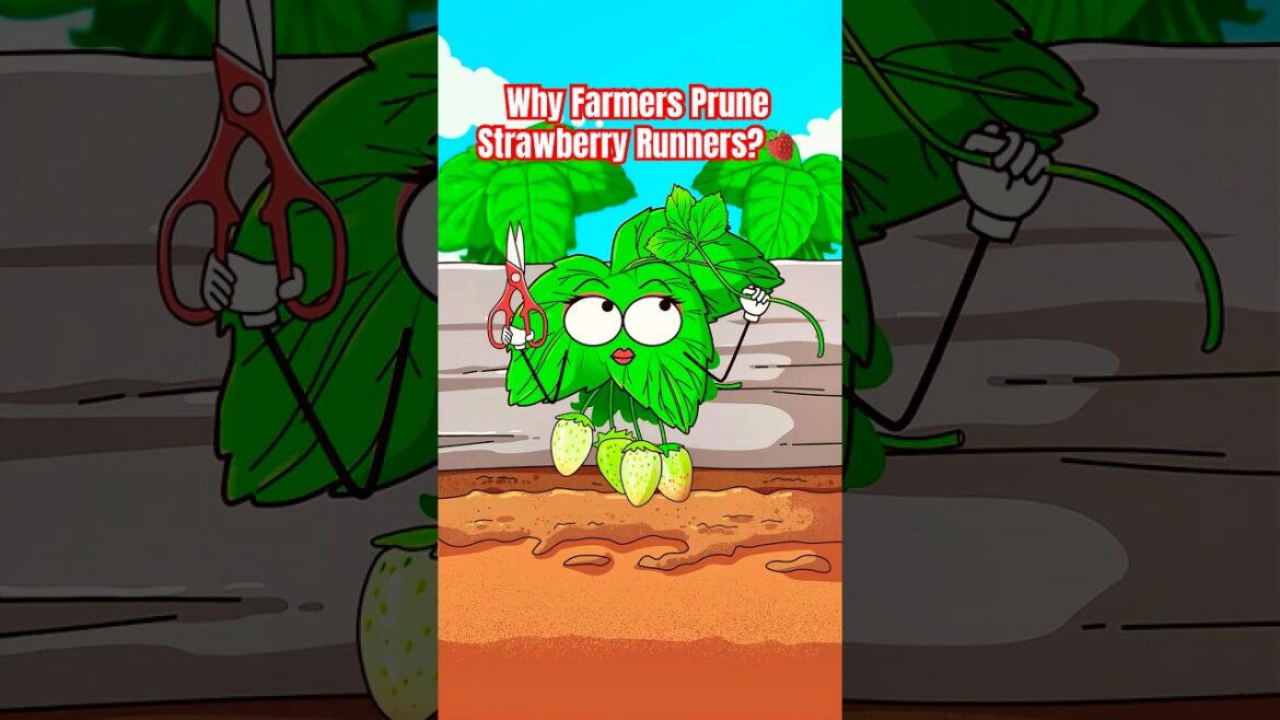 Why Farmers Prune Strawberry Runners?🍓#strawberry #gardeningtips #animation