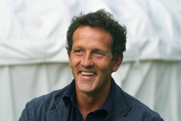 British television presenter and gardener Monty Don, with his wife Sarah, pictured at the Edinburgh International Book Festival, where they discussed their autobiographical story entitled 'The Jewel Garden' which describes their struggle against business failure and subsequent success. (Photo by Colin McPherson/Corbis via Getty Images)