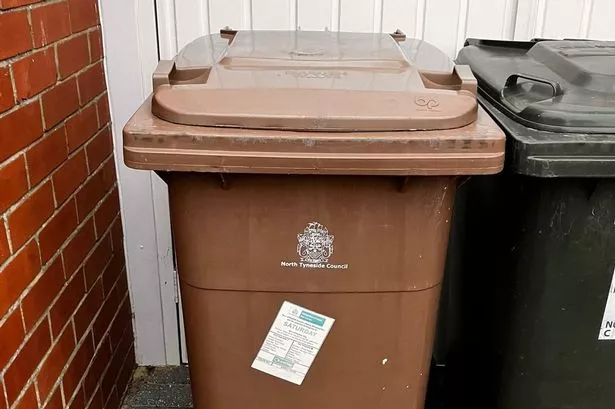 A North Tyneside Council brown garden waste bin
