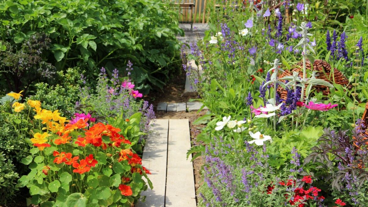 Explore the Foodscaping Trend for Sustainable Gardening Vegetables, flowers, and herbs in a garden