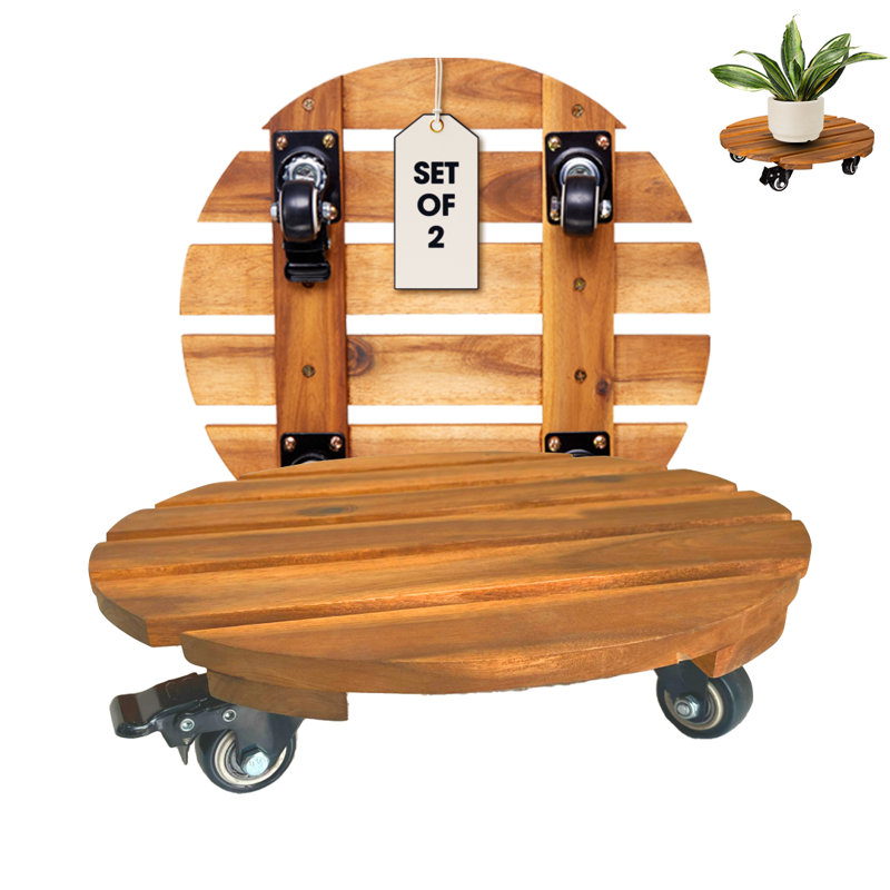 Arlmont & Co. Panorea Wood Caddy Plant Stand & Reviews | Wayfair