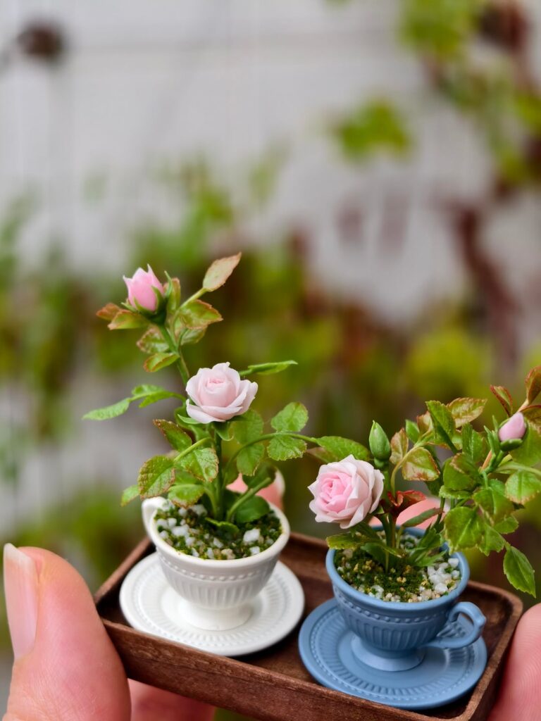 Handmade dollhouse flower art