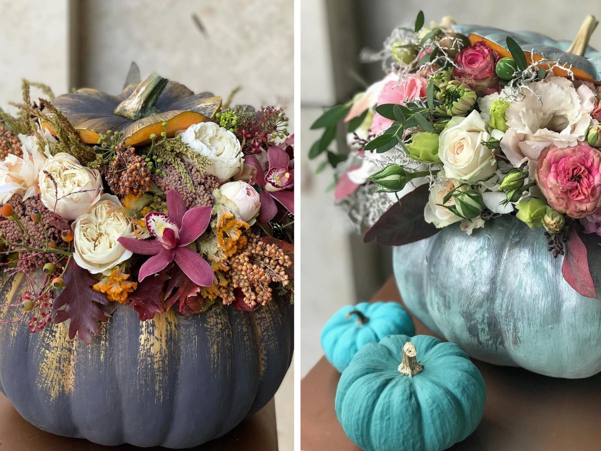 Pumpkins With Flowers by Attila Németh