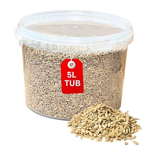 Beewarm Premium Wild Bird Food &ndash; Sunflowers Hearts for Garden Birds &ndash; High Energy Wild Food, No Mess Bird Feed for All Species (5l Tub, Sunflowers Hearts)