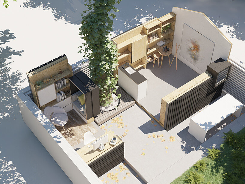 these modular, customizable cabins for work or play can be designed like minecraft