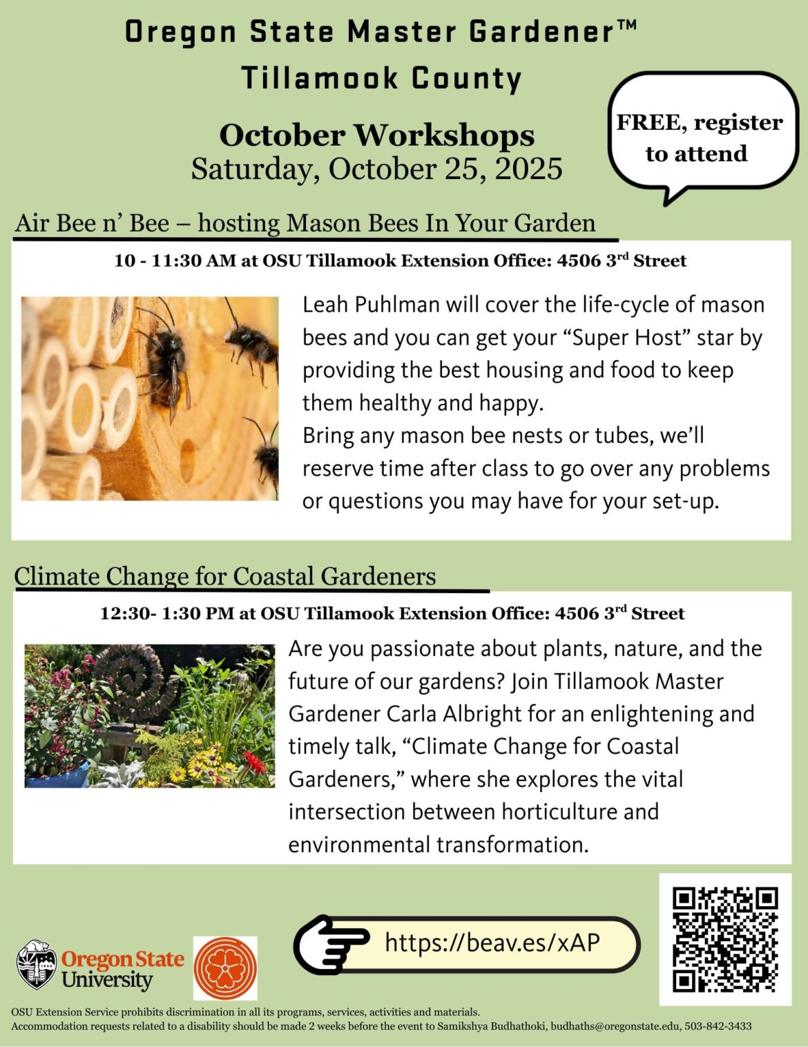 TILLAMOOK COUNTY MASTER GARDENERS FREE FALL WORKSHOPS OCT. 25 – Tillamook County Pioneer TILLAMOOK COUNTY MASTER GARDENERS FREE FALL WORKSHOPS OCT. 25 – Tillamook County Pioneer