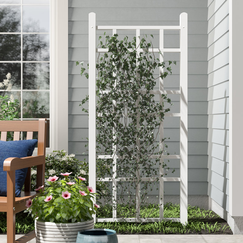 Winston Porter Dura-Trel Cottage 28x66 Inch Pvc Vinyl Outdoor Patio Trellis With Anchors &amp; Reviews | Wayfair