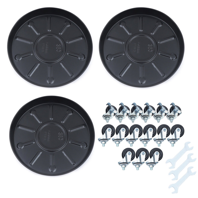 Arlmont & Co. Juriel 3 Pack 14" Plant Caddy Universal Wheels Heavy Duty Round Pot Trolley & Reviews | Wayfair