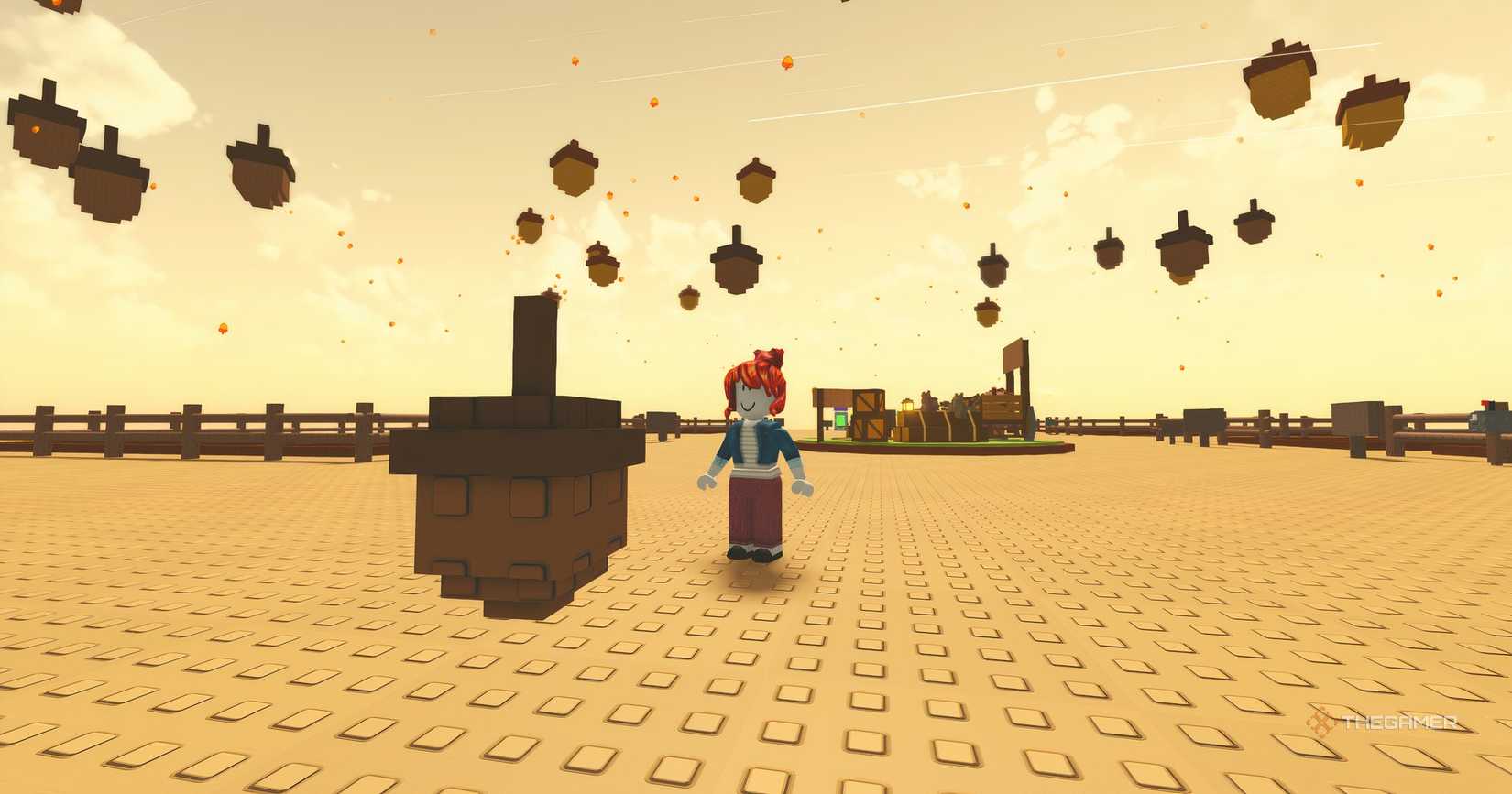 A player near an Acorn in Roblox Grow a Garden.