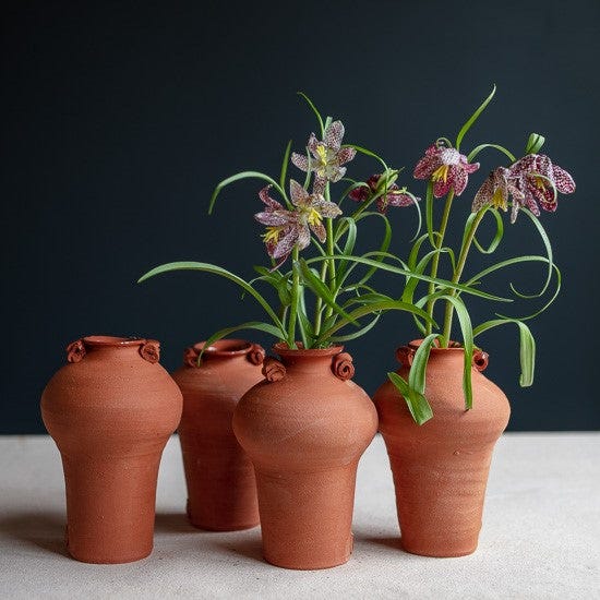 Terracotta Vase with Hand-Rolled Handles