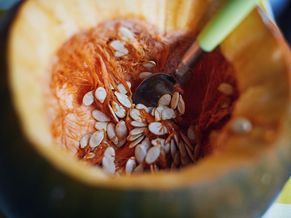 Seeds in carved pumpkin pumpkin seeds