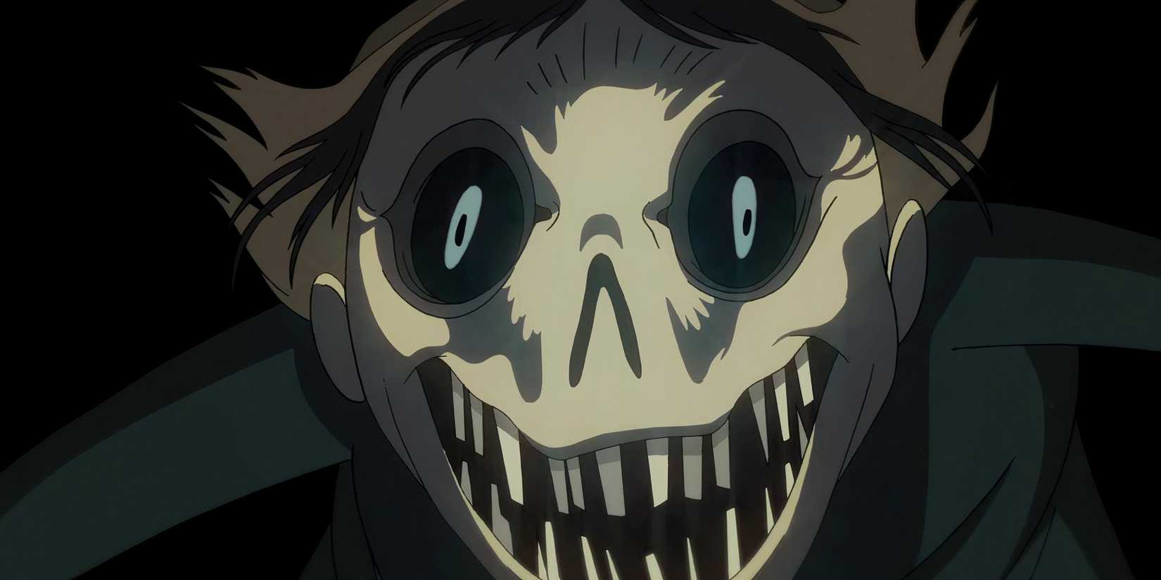 Frightening close-up of Lorna possessed by the demon in Over The Garden Wall.