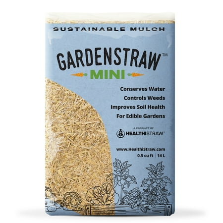 Healthistraw Gardenstraw Mini, 0.5 Cu Ft (4 Lbs) – All-Natural Mulch for Gardens, Vegetables, Lawn Seeding - Water-Conserving, Weed-Suppressing Wheat Straw - Sustainably Sourced, Thoroughly Cleaned