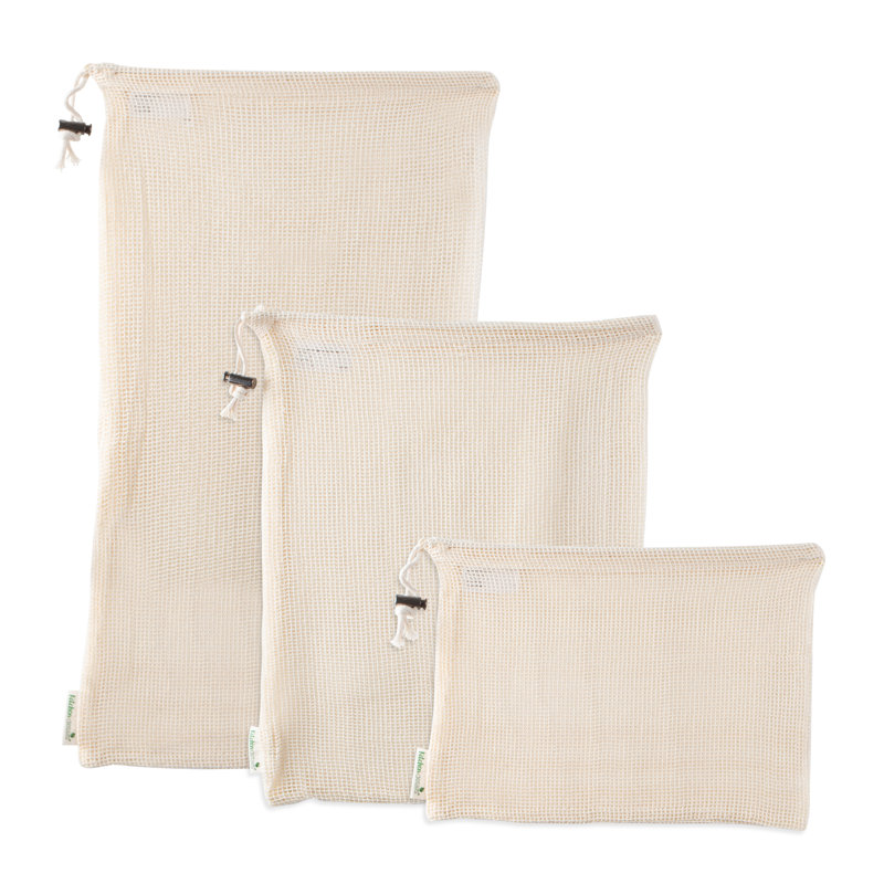 Prep &amp; Savour 3 Pack Reusable Cotton Mesh Produce Bags | Wayfair